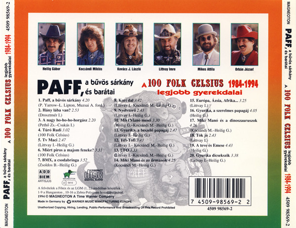 ladda ner album 100 Folk Celsius - Paff A Bűvös Sárkány És Barátai A 100 Folk Celsius Legjobb Gyerekdalai 1984 1994