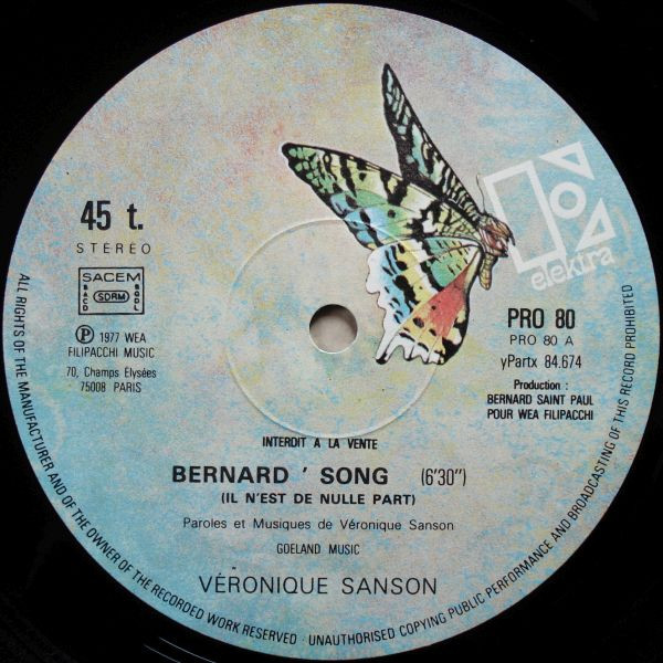 descargar álbum Véronique Sanson - Bernards Song Il NEst De Nulle Part