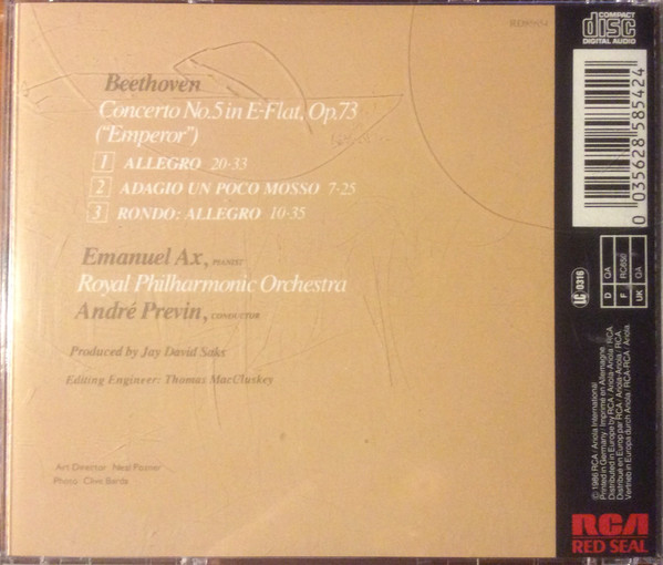 télécharger l'album Emanuel Ax, Royal Philharmonic Orchestra - Beethoven Piano Concerto No5 Emperor