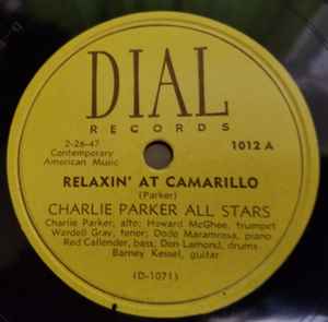 ** Charlie Parker 78rpm ** The Charlie Parker All-Stars / The Mad Monks Relaxin' At Camarillo / Blue Serge[US'47 DIAL1012 ]SP盤