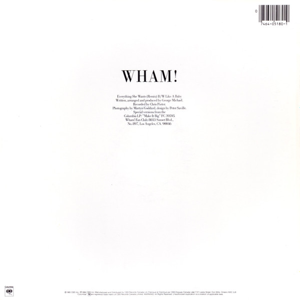 Wham! - Everything She Wants (Long Version) | Columbia (12CXP-05180) - 2