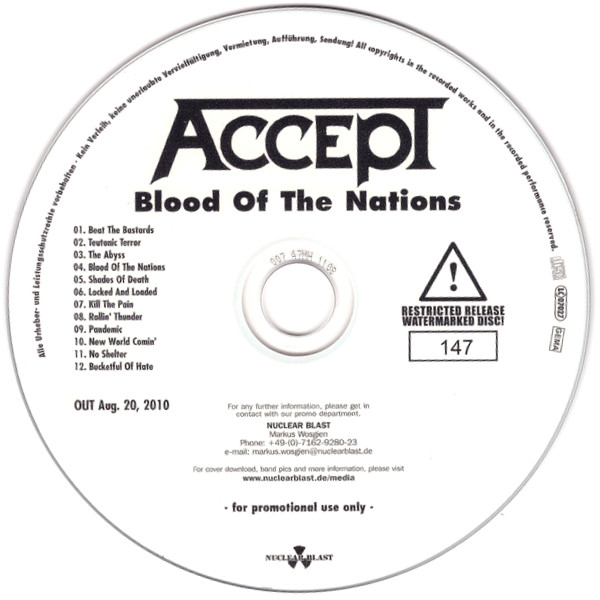 Accept - Blood Of The Nations | Releases | Discogs