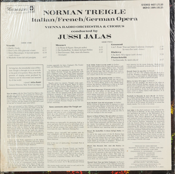 télécharger l'album Norman Treigle, Vienna Radio Orchestra Chorus, Jussi Jalas - Norman Treigle Performs BassBaritone Arias From Italian French German Opera