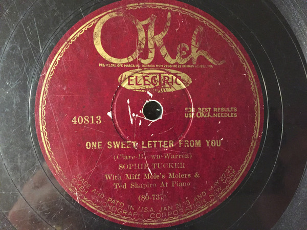last ned album Sophie Tucker With Miff Mole's Molers And Ted Shapiro - One Sweet Letter From You Fifty Million Frenchmen Cant Be Wrong