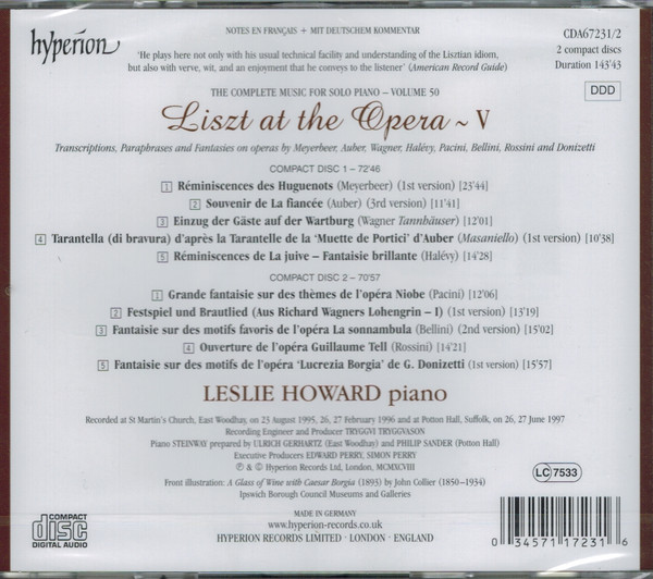 descargar álbum Liszt Leslie Howard - Liszt At The Opera V