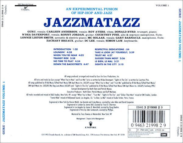 Guru – Jazzmatazz (Volume 1) (1993, Vinyl) - Discogs
