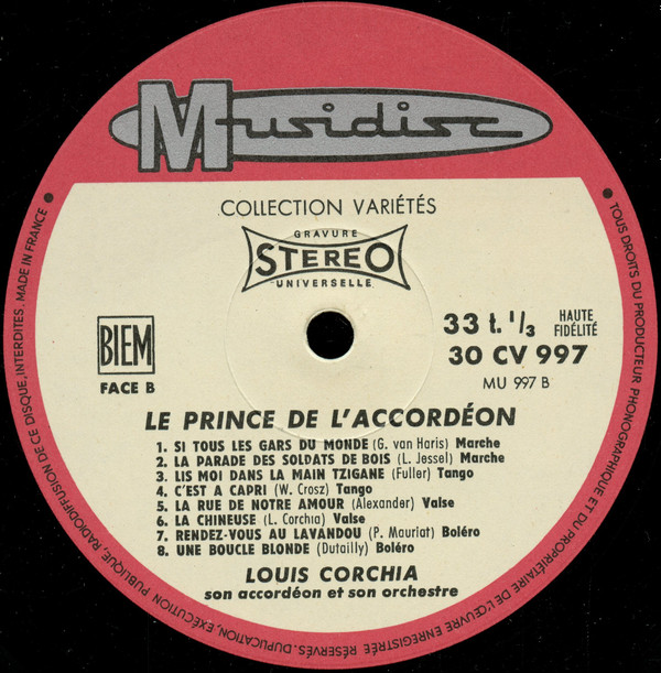 last ned album Louis Corchia Son Accordéon Et Son Orchestre - Le Prince De Laccordéon