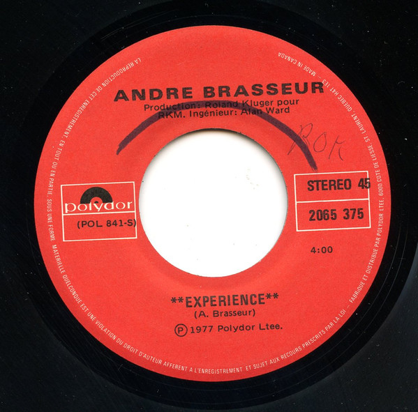 André Brasseur – Experience (1977, Vinyl) - Discogs