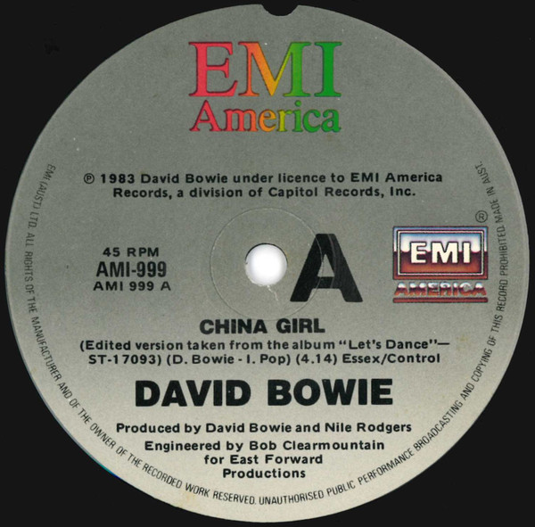 David Bowie – China Girl (1983, Vinyl) - Discogs