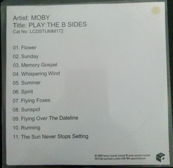 Moby Play The B Sides 2004 CDr Discogs