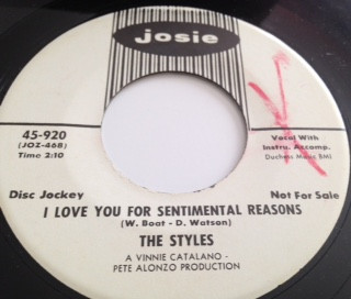 télécharger l'album The Styles - I Love You For Sentimental Reasons