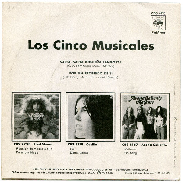 lataa albumi Los Cinco Musicales - Salta Salta Pequeña Langosta