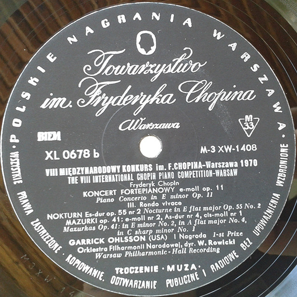 last ned album F Chopin, Garrick Ohlsson - The VIII International Piano Competition Warsaw VIII Międzynarodowy Konkurs Pianistyczny Warszawa 1970