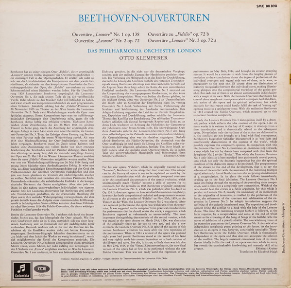 lataa albumi Otto Klemperer, Das Philharmonia Orchester London - Beethoven Ouverturen Leonoren Ouvertüren 1 2 Und 3 Ouvertüre Zu Fidelio