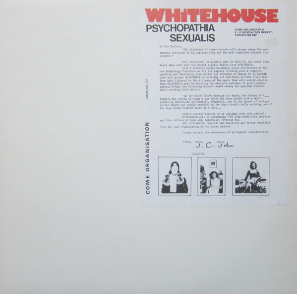 Whitehouse – Psychopathia Sexualis (1982, Clear, Vinyl) - Discogs