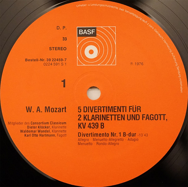 télécharger l'album Mozart - 5 Divertimenti Für 2 Klarinetten Und Fagott KV 439b