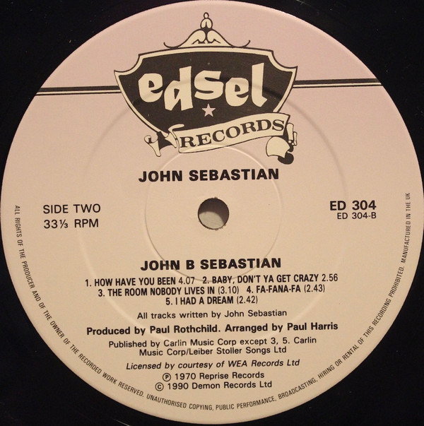 John B. Sebastian - John B. Sebastian | Edsel Records (ED 304) - 5