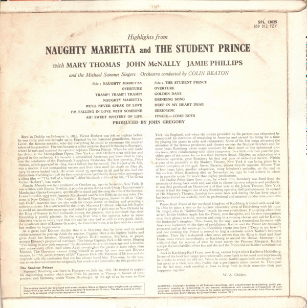 lataa albumi Mary Thomas, John McNally , James Phillips And The Michael Sammes Singers With Orchestra Conducted By Colin Beaton - The Student Prince Naughty Marietta