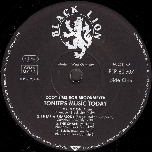 lataa albumi Zoot Sims Bob Brookmeyer - Tonites Music Today