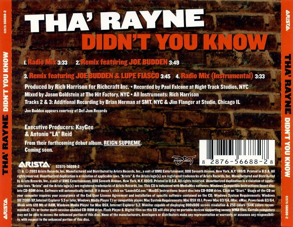 Album herunterladen Tha' Rayne - Didnt You Know