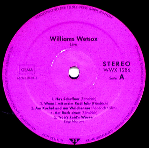 télécharger l'album Williams' Wetsox - Live Hey Schaffner