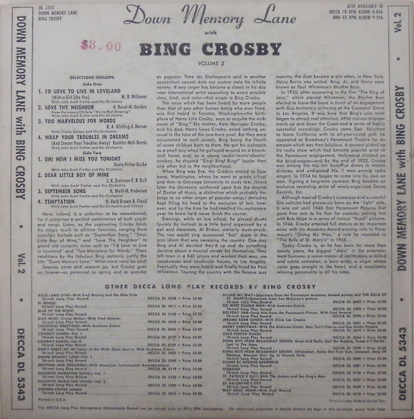 descargar álbum Bing Crosby - Down Memory Lane With Bing Crosby Vol II