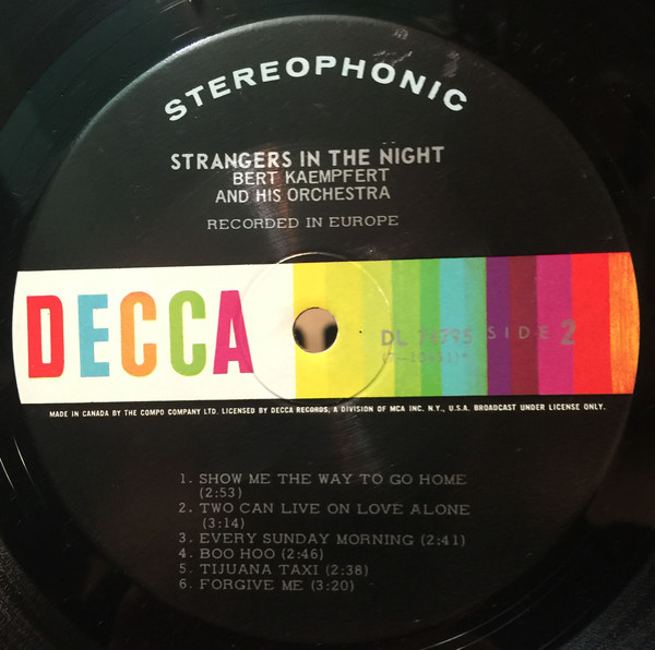 Bert Kaempfert And His Orchestra - Strangers In The Night | Decca (DL 74795) - 4