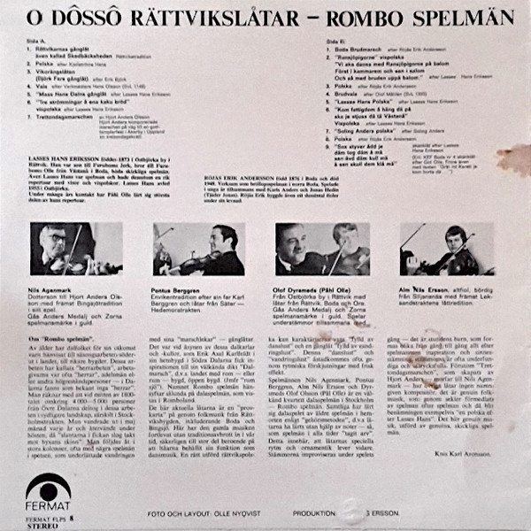 baixar álbum Rombo Spelmän - O Dôssô Rättvikslåtar