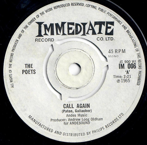 The Poets – Call Again (1965, Vinyl) - Discogs