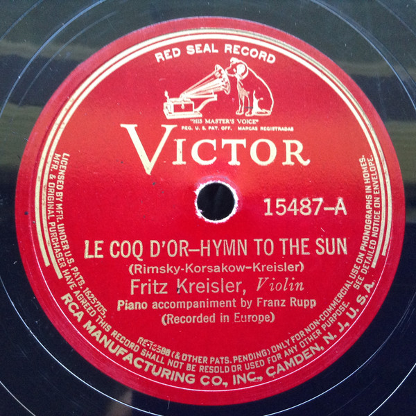 Album herunterladen RimskyKorsakow Scott Played By Fritz Kreisler - Le Coq DOr Hymn To The Sun Lotus Land