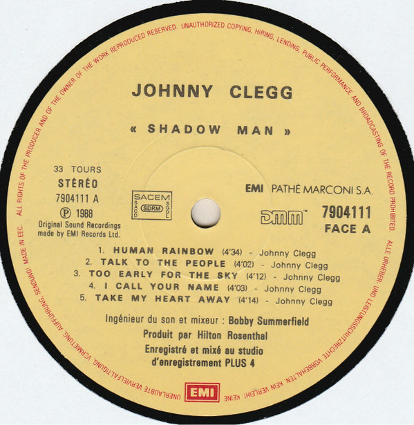 Johnny Clegg & Savuka - Shadow Man | EMI (7 90411 1) - 5