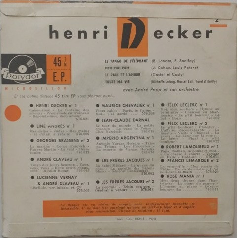 baixar álbum Henri Decker - 2 Le Tango De LElephant