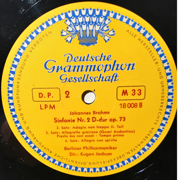 télécharger l'album Johannes Brahms Berliner Philharmonisches Orchester Dirigent Eugen Jochum - Sinfonie Nr 2 D dur Op 73
