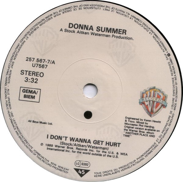 ladda ner album Download Donna Summer - I Dont Wanna Get Hurt album