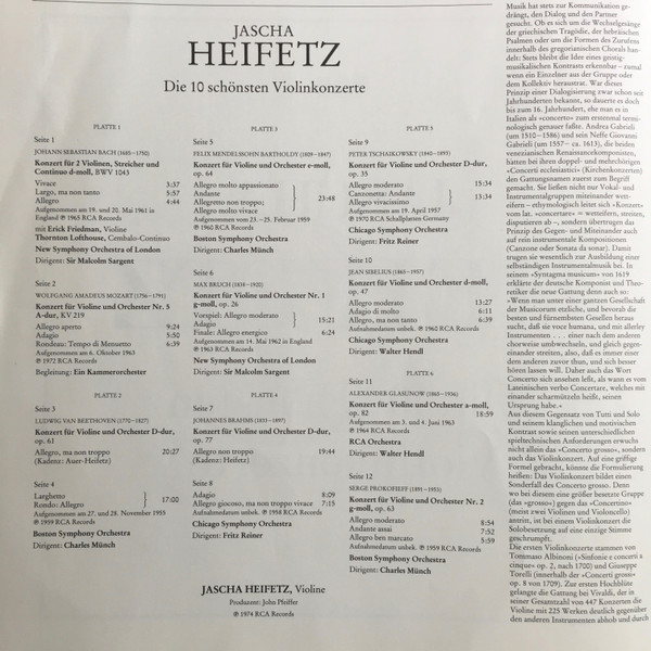 last ned album Jascha Heifetz - Die 10 Schönsten Violinkonzerte
