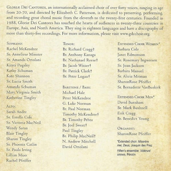 télécharger l'album Gloriae Dei Cantores, Elizabeth C Patterson - Sacred Songs Of France Volume 1 1198 1609