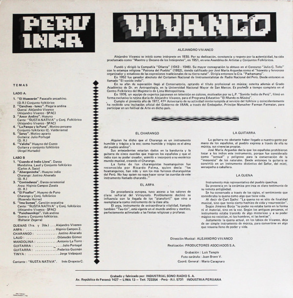 Vivanco - Peru Inka | Sono Radio (S. E. 9601) - 2