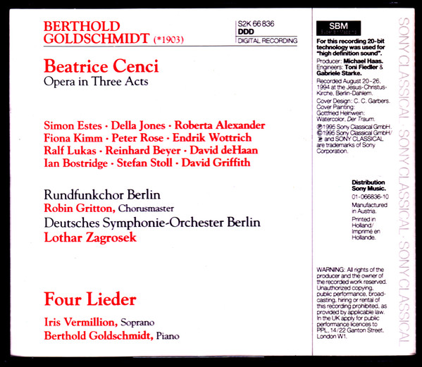 last ned album Berthold Goldschmidt Estes Jones Alexander Rundfunkchor Berlin Deutsches SymphonieOrchester Berlin Lothar Zagrosek - Beatrice Cenci