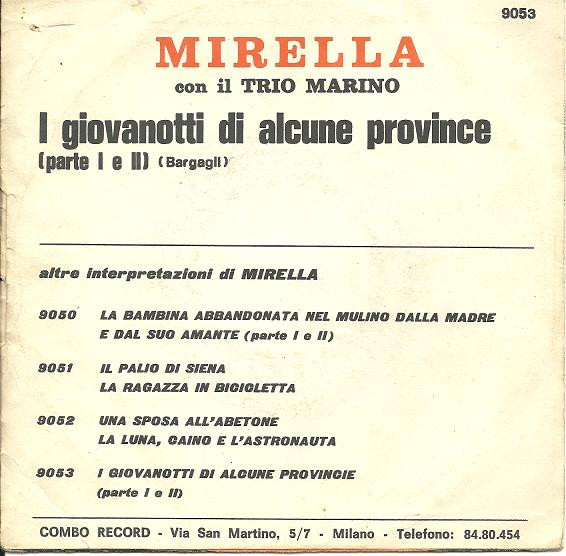 lataa albumi Mirella Con Il Trio Marino - I Giovanotti Di Alcune Province