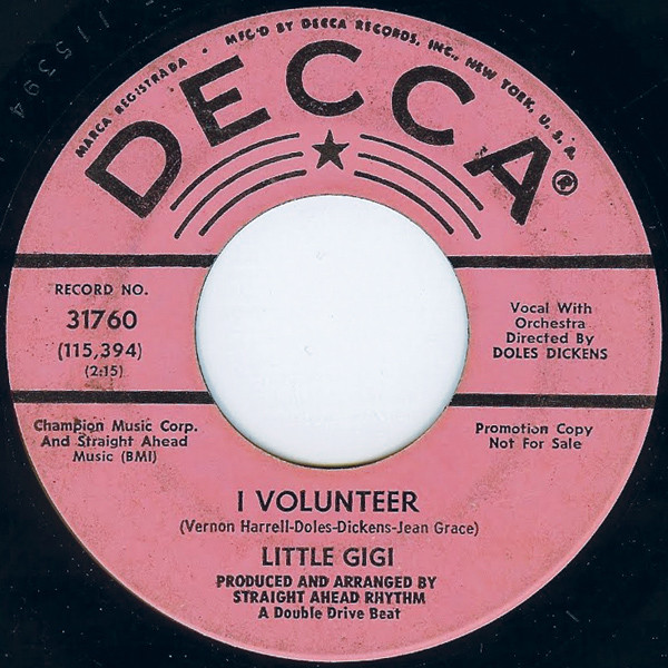 Little Gigi – I Volunteer / Save Our Love In Time (1965, Vinyl) - Discogs