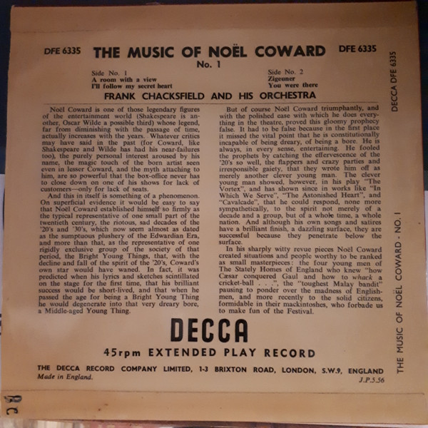 ladda ner album Frank Chacksfield & His Orchestra - The Music Of Noel Coward No1