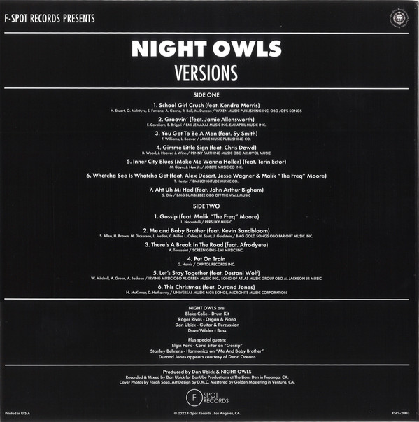 Night Owls - Versions | F Spot Records (FSPT-2003) - 2