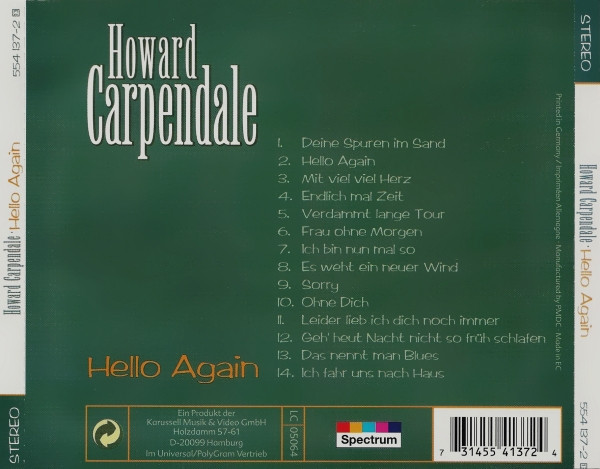 descargar álbum Howard Carpendale - Seine Großen Erfolge Hello Again