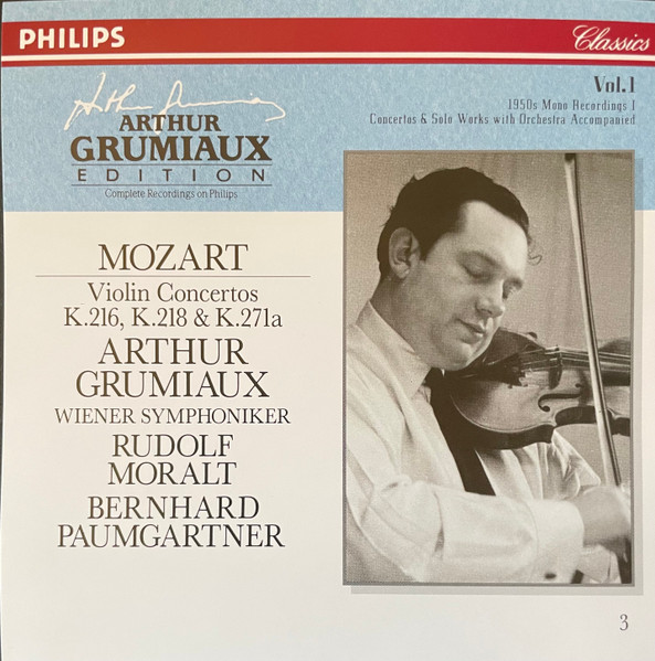 Arthur Grumiaux Mozart Bernhard Paumgartner Violin Concertos K216 K218 And K271a 1995 Cd 