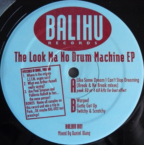 Daniel Wang – The Look Ma No Drum Machine EP (1993, Vinyl) - Discogs