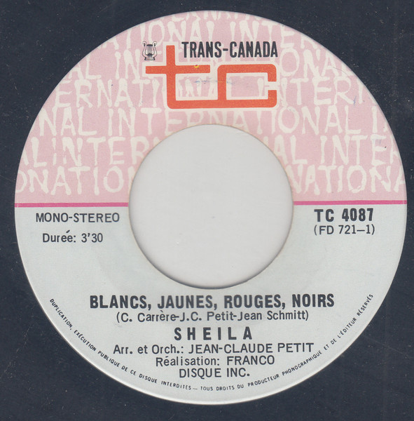 Sheila Blancs Jaunes Rouges Noirs 1971 Vinyl Discogs