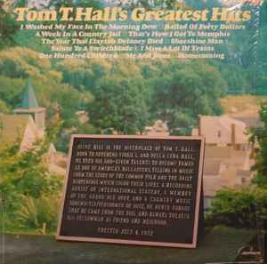 Tom T. Hall's Greatest Hits (Vinyl, LP, Compilation, Reissue, Stereo) for sale