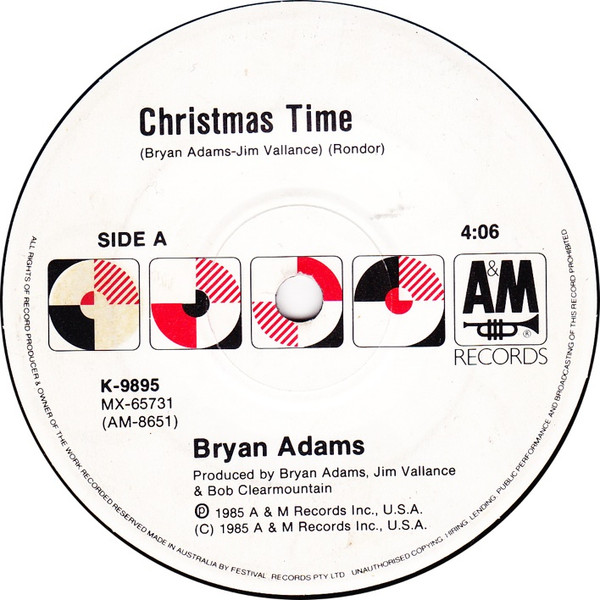 Bryan Adams – Christmas Time (1985, Vinyl) - Discogs