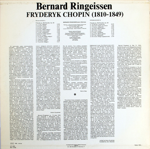 Album herunterladen Chopin, Bernard Ringeissen - Preludia Op 28