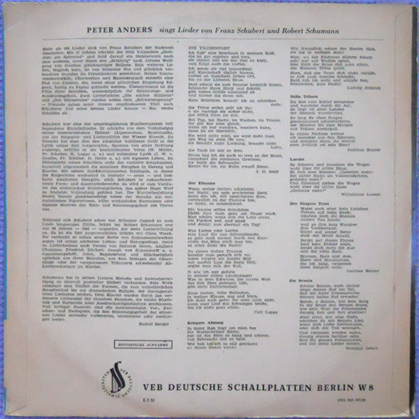 ladda ner album Peter Anders , Franz Schubert, Robert Schumann - Peter Anders